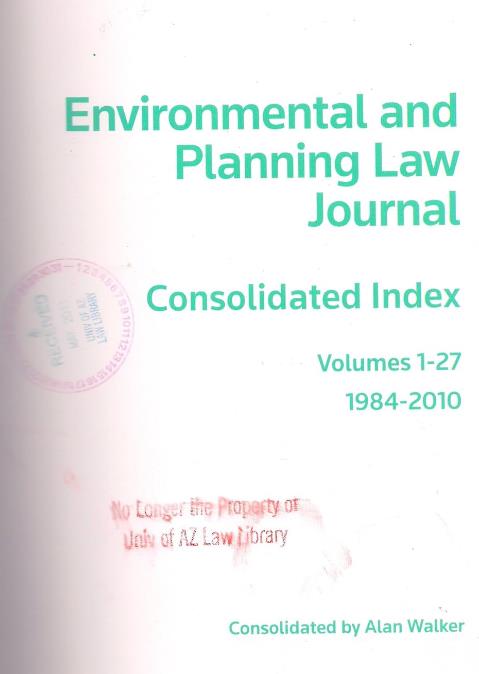 Environmental And Planning Law Journal